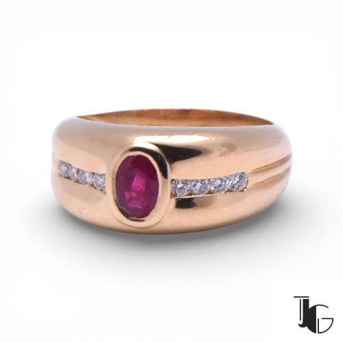 Jonc rubis et diamants bijou ancien Joaillerie Guérin Nantes