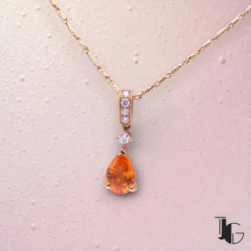 Collier en or jaune saphir orange diamants bijou ancien Joaillerie Guérin Nantes