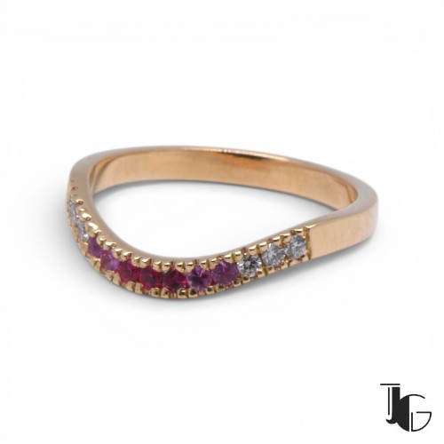 Demi alliance vague saphir et diamants or jaune Nantes