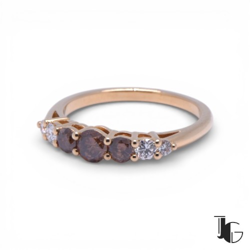 Bague diamants bruns et blancs or jaune Nantes