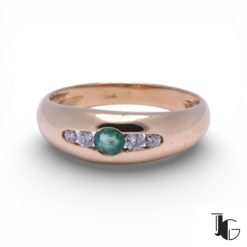 Bague jonc émeraude diamants or jaune Nantes