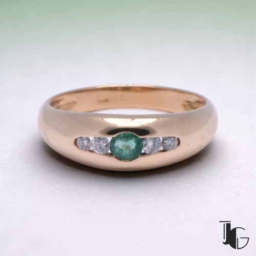 Bague jonc émeraude et diamants joaillerie Nantes