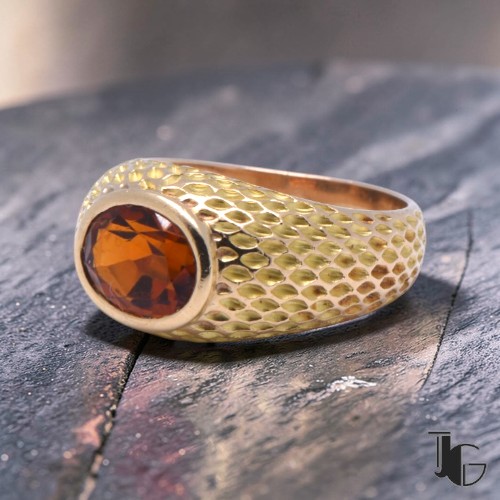 Bague citrine jonc ciselée Nantes
