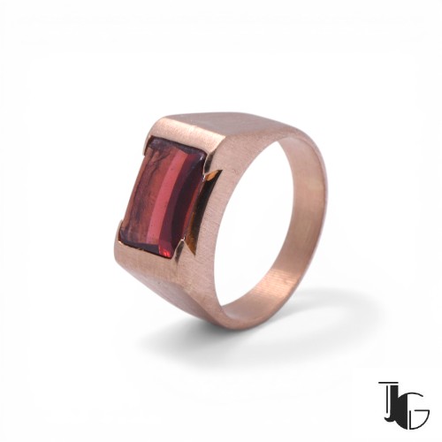 Bague grenat chevalière or rose Nantes