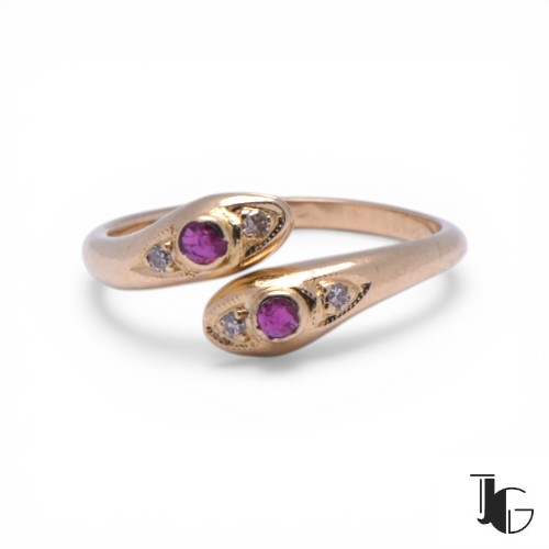 Bague serpent rubis or jaune Nantes