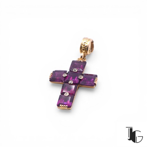 Croix améthyste or jaune Nantes