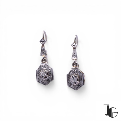 Boucles diamants art deco or blanc Nantes