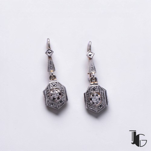 Boucles diamants art deco pendantes Nantes