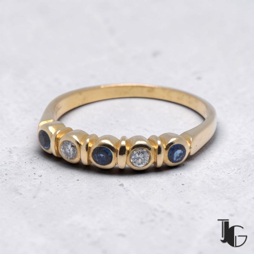 Demi alliance saphirs diamants serti clos joaillerie guerin nantes