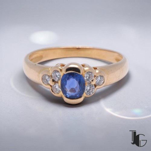 Bague saphir ovale et diamants joaillerie guerin nantes
