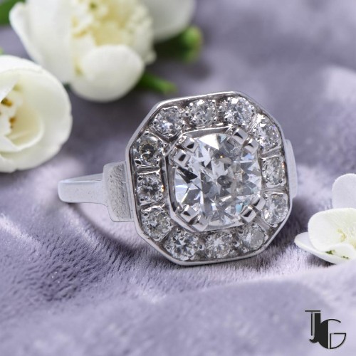 Bague art deco diamant entourage joaillerie guerin nantes