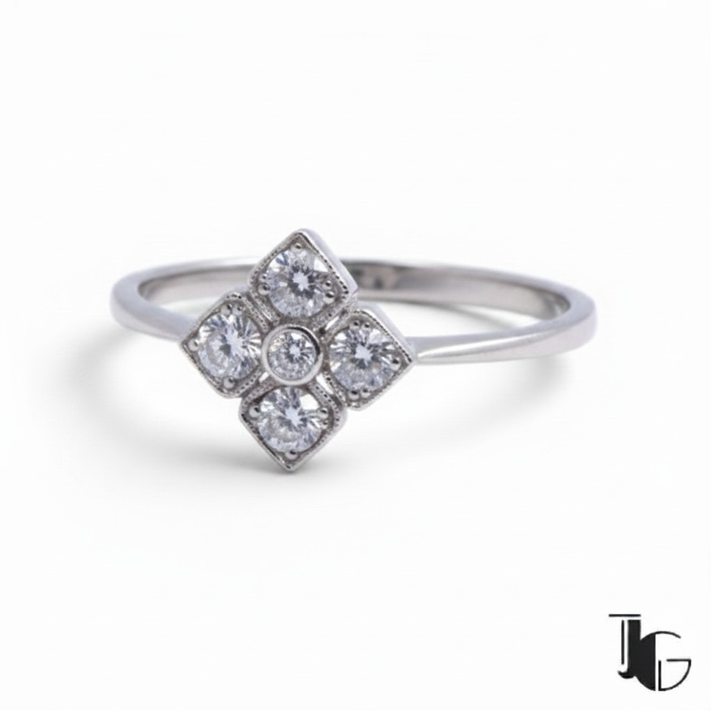 Bague diamants fleur joaillerie guerin nantes bijoux ancien nantes