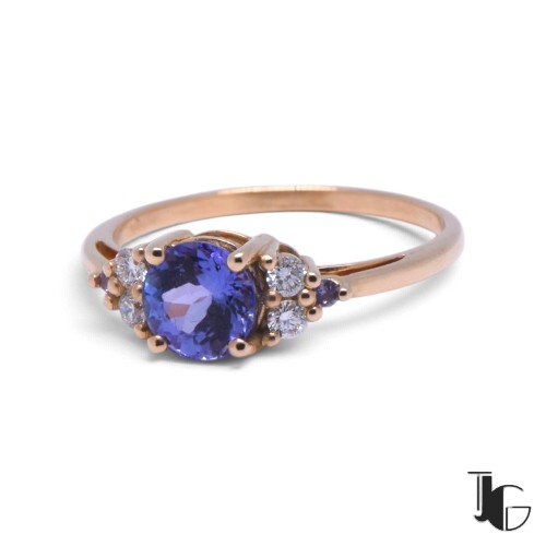 Bague tanzanite saphirs diamants – joaillerie guerin nantes