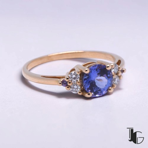 Bague tanzanite saphirs diamants – bijouterie nantes – joaillerie guerin nantes