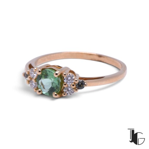Bague tourmaline lagon diamants – joaillerie guerin nantes
