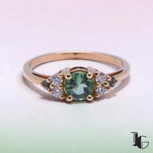 Bague tourmaline lagon diamants – bijouterie nantes – joaillerie guerin nantes