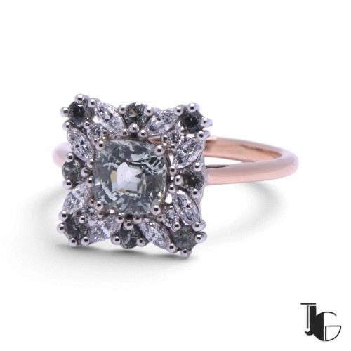 Bague saphir vert marquises – joaillerie guerin nantes