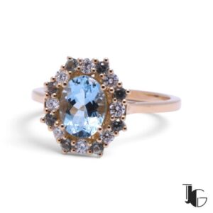 Bague aigue-marine saphirs diamants – joaillerie guerin nantes
