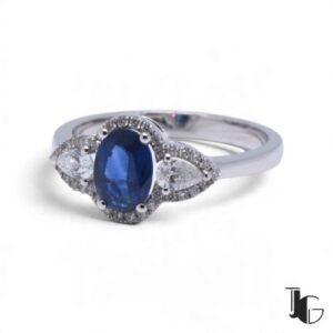 Bague saphir diamants poires – joaillerie guerin nantes