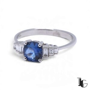 Bague saphir de Ceylan baguettes – joaillerie guerin nantes