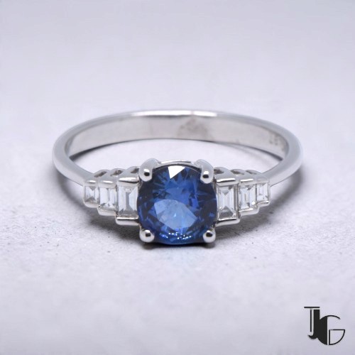 Bague saphir de Ceylan baguettes – bijouterie nantes – joaillerie guerin nantes