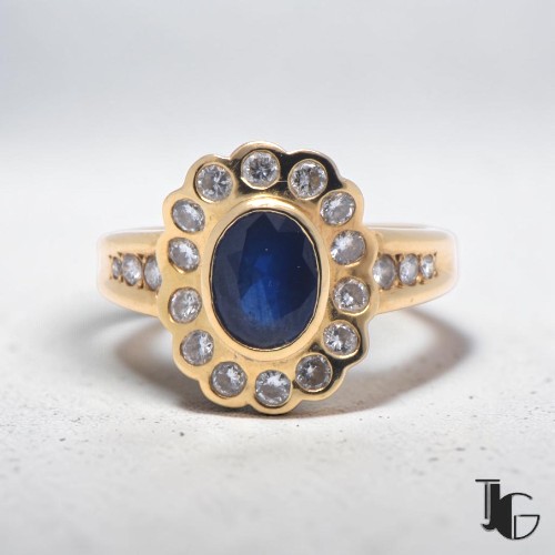 Bague marguerite saphir clos – bijoux ancien nantes – joaillerie guerin nantes