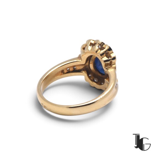 p655 5 Bague marguerite saphir clos – bijoux occasion – joaillerie guerin nantes
