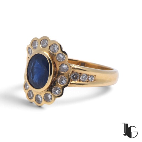 p655 6 Bague marguerite saphir clos – bijoux vintage – joaillerie guerin nantes