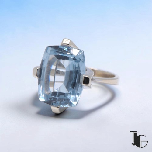Bague aigue-marine vintage – bijoux ancien nantes – joaillerie guerin nantes