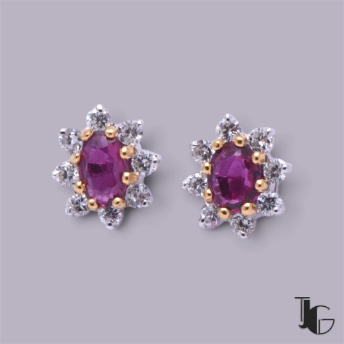 Boucles rubis et diamants – bijoux ancien nantes – joaillerie guerin nantes