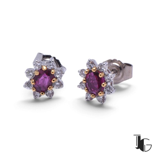 p865 5 Boucles rubis et diamants – bijoux occasion – joaillerie guerin nantes
