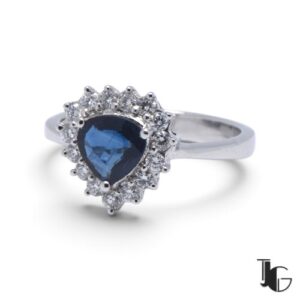Bague saphir fantaisie diamants – joaillerie guerin nantes