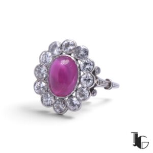 Bague rubis étoilé diamants – joaillerie guerin nantes