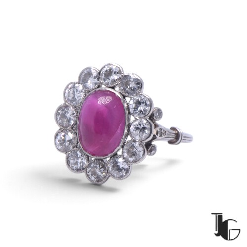 Bague rubis étoilé diamants – joaillerie guerin nantes