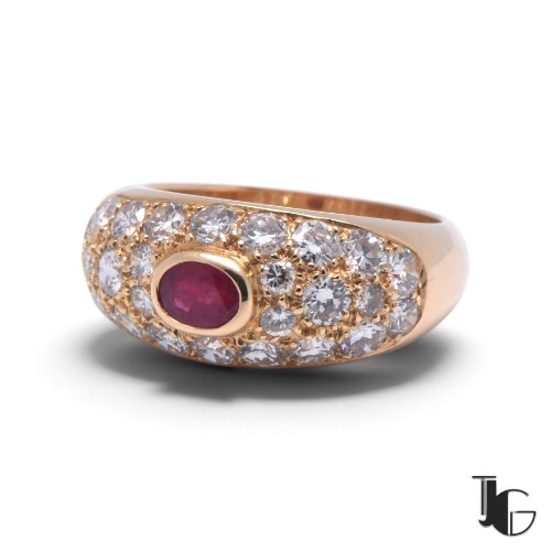 Bague jonc rubis diamants – joaillerie guerin nantes
