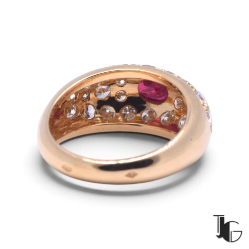 r225 5 Bague jonc rubis diamants – bijoux occasion – joaillerie guerin nantes