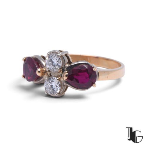 Bague deux rubis diamants – joaillerie guerin nantes