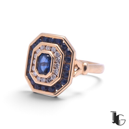 Bague saphir double entourage – joaillerie guerin nantes