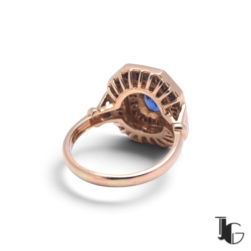 r421 6 Bague saphir double entourage – bijoux vintage – joaillerie guerin nantes