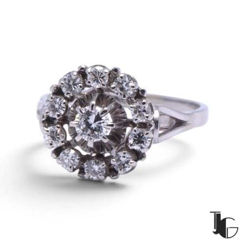 Bague marguerite diamants vintage – joaillerie guerin nantes