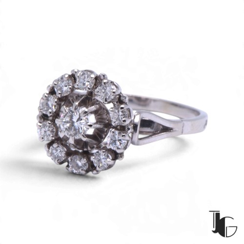 r537 6 Bague marguerite diamants vintage – bijoux vintage – joaillerie guerin nantes