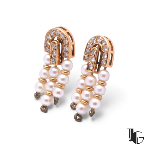 r598 3 Boucles perles diamants Art déco – bijouterie nantes – joaillerie guerin nantes