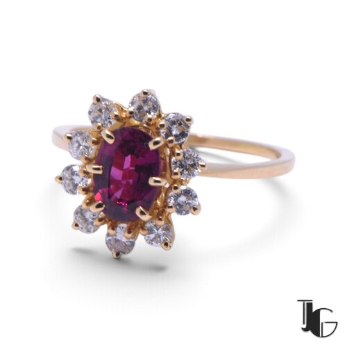 Bague marguerite rubis vintage – joaillerie guerin nantes