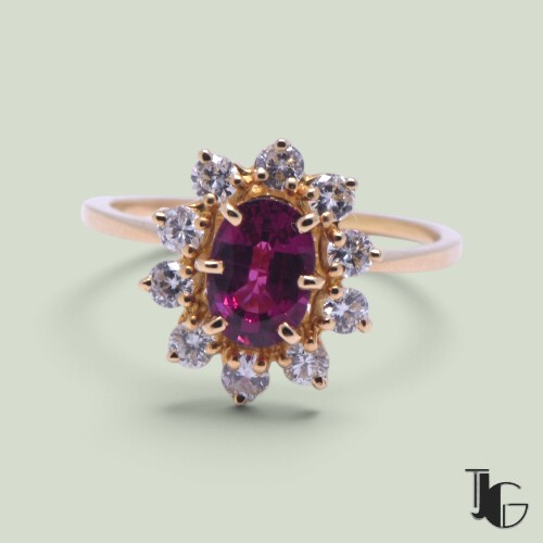 Bague marguerite rubis vintage – bijoux ancien nantes – joaillerie guerin nantes