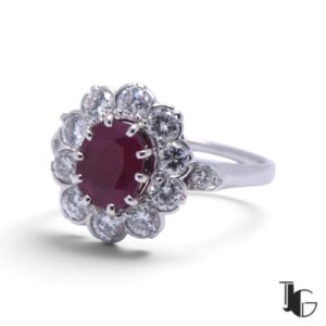 Bague pompadour rubis diamants – joaillerie guerin nantes