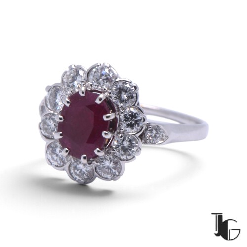 Bague pompadour rubis diamants – joaillerie guerin nantes