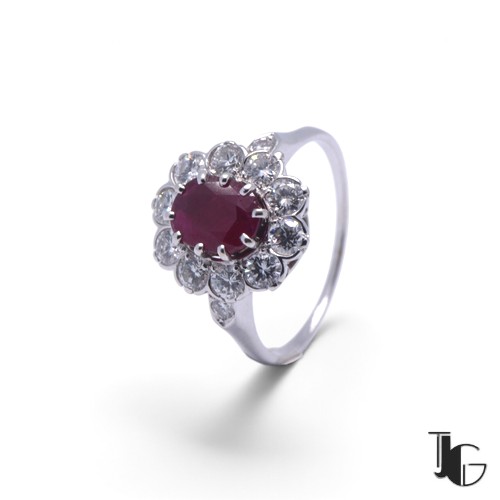 r670 6 Bague pompadour rubis diamants – bijoux vintage – joaillerie guerin nantes