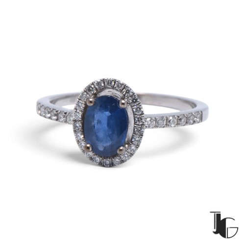 Bague saphir de Ceylan diamants – joaillerie guerin nantes