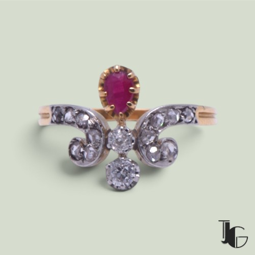 Bague rubis diamants anciens – bijoux ancien nantes – joaillerie guerin nantes