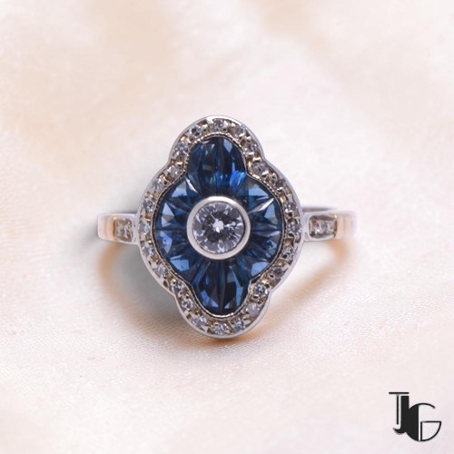 Bague Art déco saphirs – bijoux ancien nantes – joaillerie guerin nantes